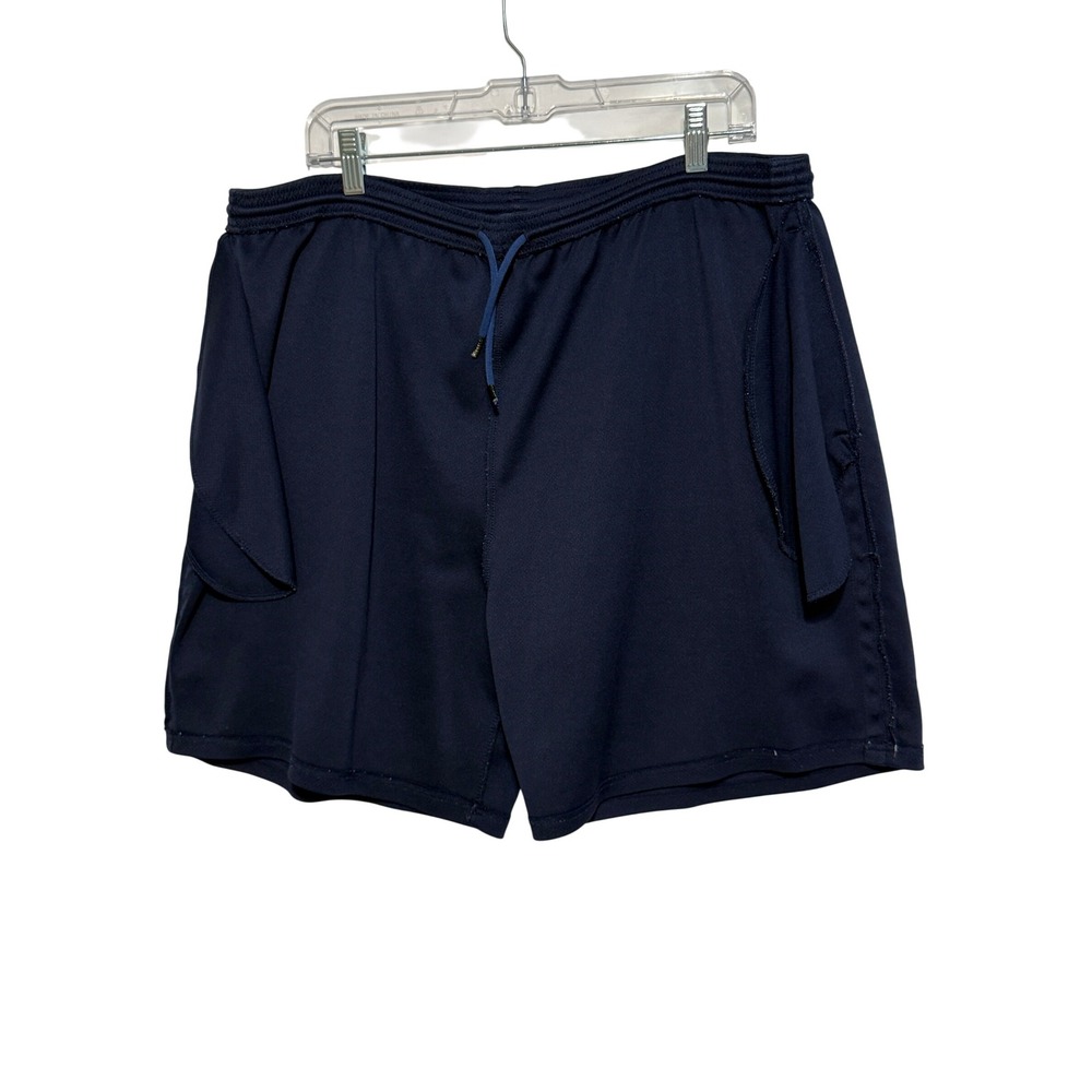 Russell Athletic Dri-Power Mens XXL Navy Blue Mesh Athletic Gym Shorts Pockets - Picture 1 of 4